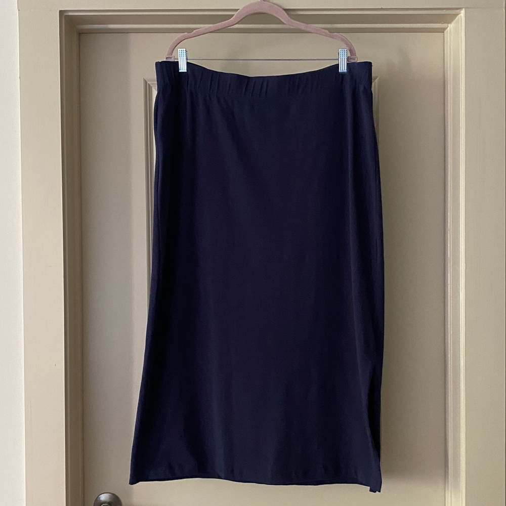 Navy Blue Stretchy Cotton Plus Size Pencil Skirt 💙